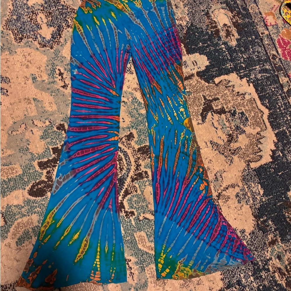 EARTHBOUND Colorful Tie-Dye Flare Pants